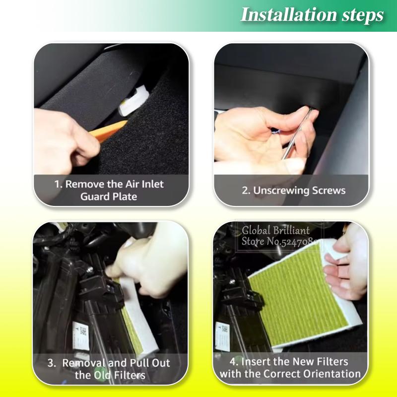 2Pcs 1107681-00-A Car Cabin Air Filter Replacement With Activated Carbon For Tesla Model 3 2017 2018 2019 Air Conditioning Filte