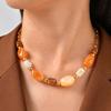 Цветное неровное овальное смоляное ожерелье для женщин, Ожерелья на звеньевой цепочке из нержавеющей стали, Изящное ювелирное изделие в подарок