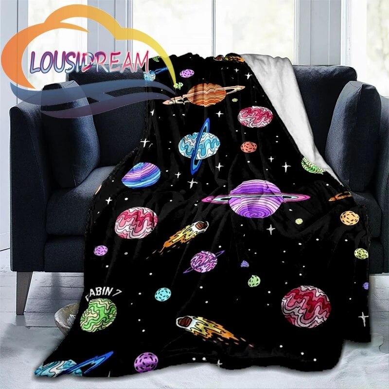 Space Universe Vector and Many Planets In Galaxy Series Wool Blanket Cashmere Fashion Flannel Blanke