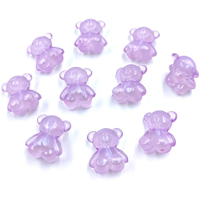 10 шт. модные милые бусины с медведем с горизонтальным отверстием, флуоресцентный цвет, мультяшный кулон, сделай сам, ювелирные аксессуары