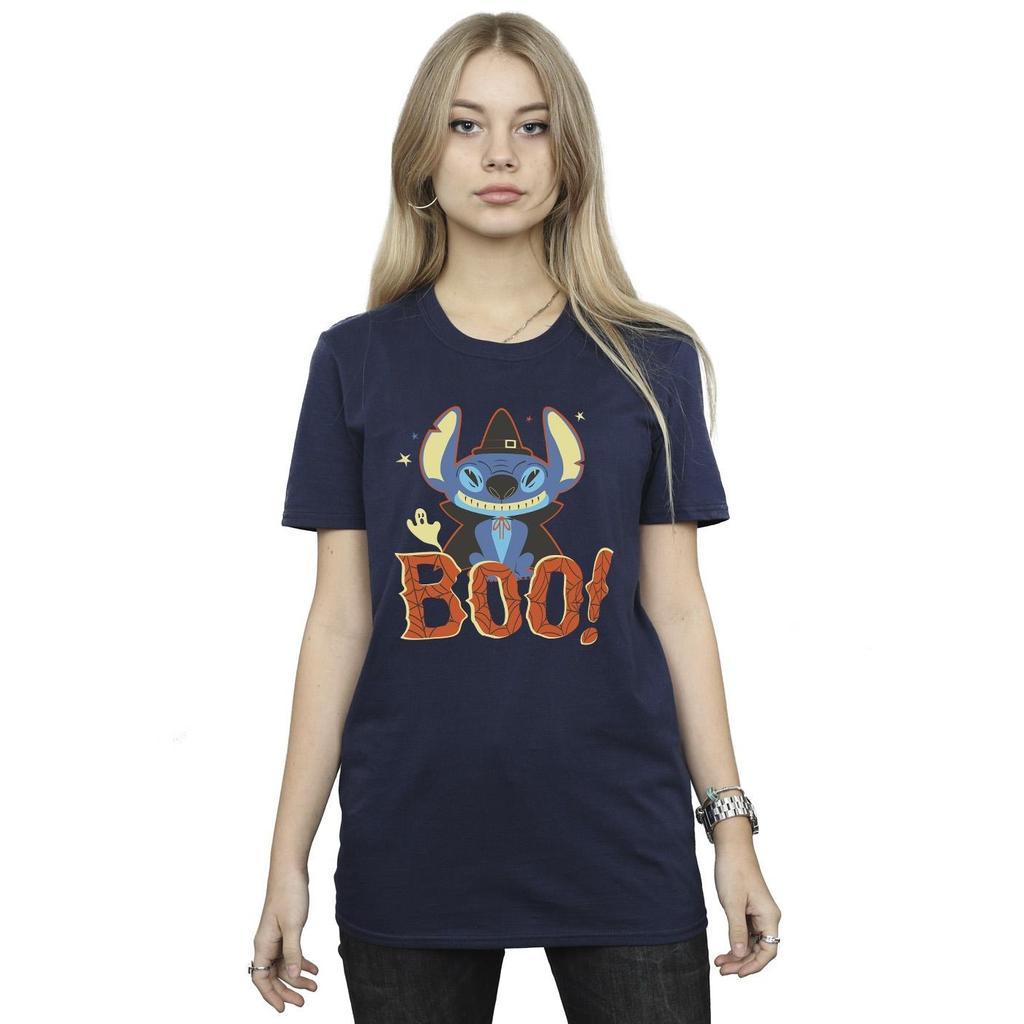 Disney Womens/Ladies Lilo & Stitch Boo! Cotton Boyfriend T-Shirt
