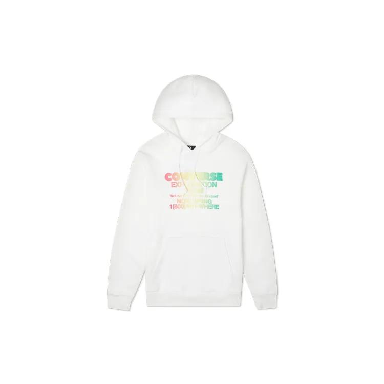 Converse Sports Print Letter Thickened Fleece Lined Pullover Sweatshirt Men's White (Unisex) Sweatshirts 10021271 A03