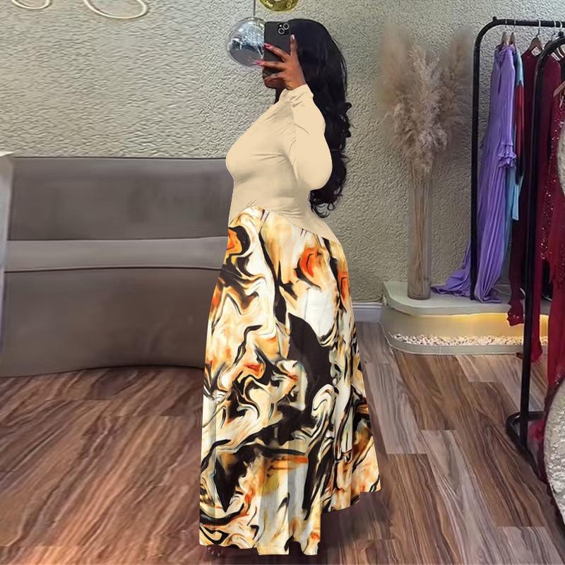 8162 Женское платье с принтом пэчворк, приталенное, весна/лето - Европейский/Американский стиль