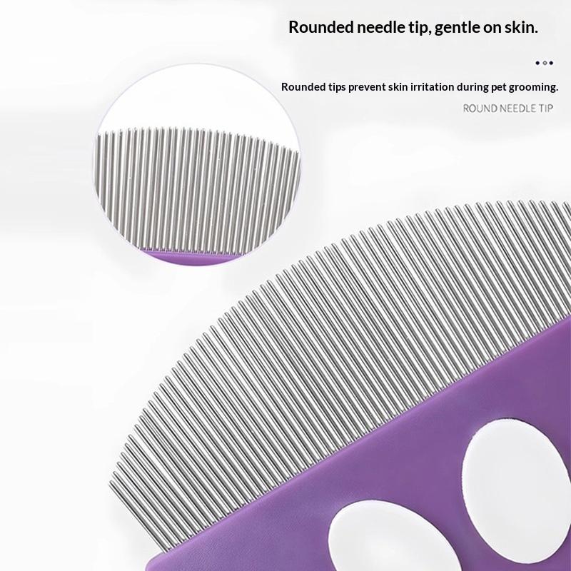 Dog & Cat Face Comb with Curved Stainless Steel Design for Chin Tear Stain Grooming-Flexible Pet Hair & Debris Removal