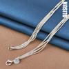 925 Sterling Silver Five Snake Chain Frosted Smooth Bead Necklace Fashionable Wedding Jewelry