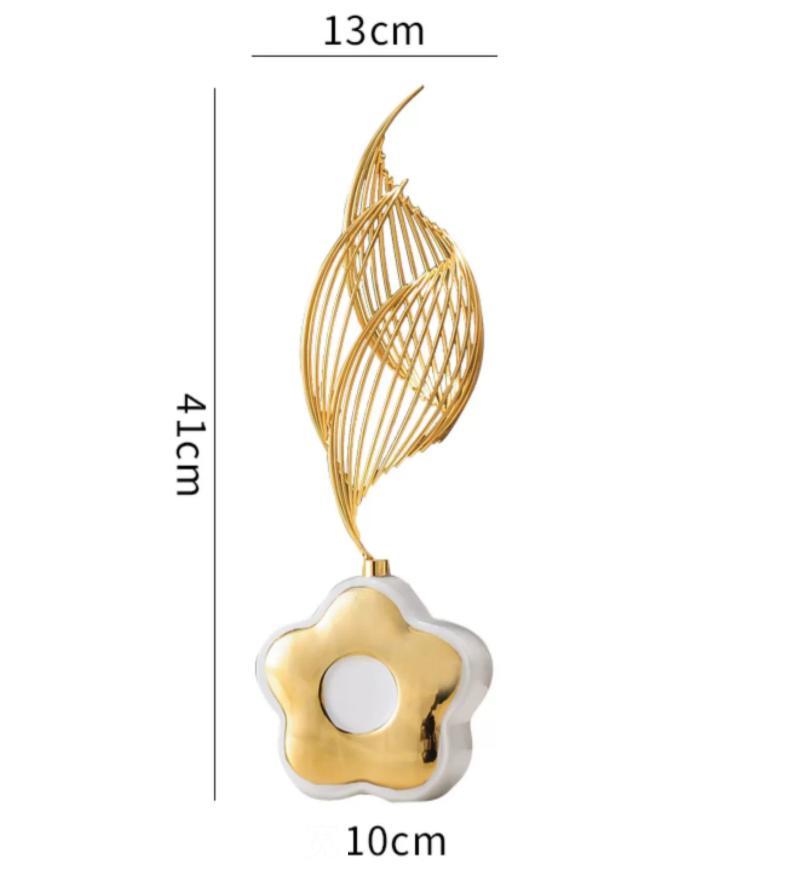 Luxury Golden Butterflies Rise Water Ceramic Ornaments Home room Bookcase Figurines Decoraion Office Desktop Sculpture Crafts