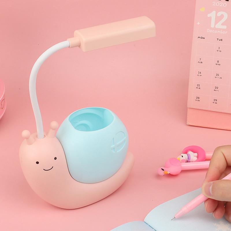 2-в-1 держатель для ручек с зарядкой в виде улитки, настольная лампа, складная защита для глаз от USB, ночник для спальни, ночник для чтения