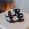2024 Новые летние сандалии для мальчиков, симпатичные, на липучках, простые, детские, пляжные туфли для девочек, нескользящие, дышащие, повседневные туфли для детей