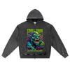 DTG Print Knitted Denim Zip-Up Hoodie Troll Tribe Brother Print Zipper Hoodies