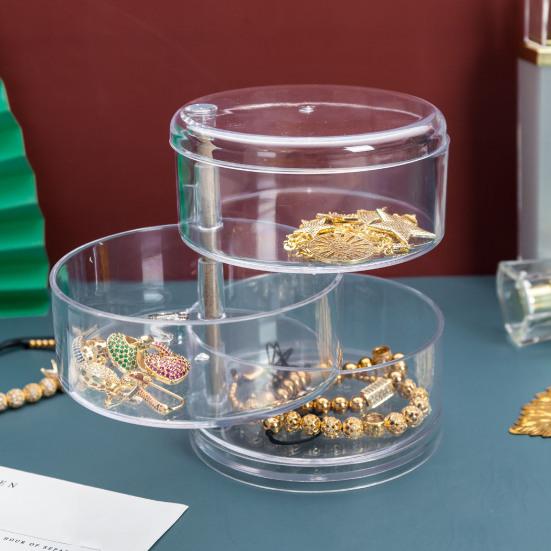 Вращающаяся шкатулка для драгоценностей, прочная, с полным охватом, удобная, полезная коробка для хранения для гостиной