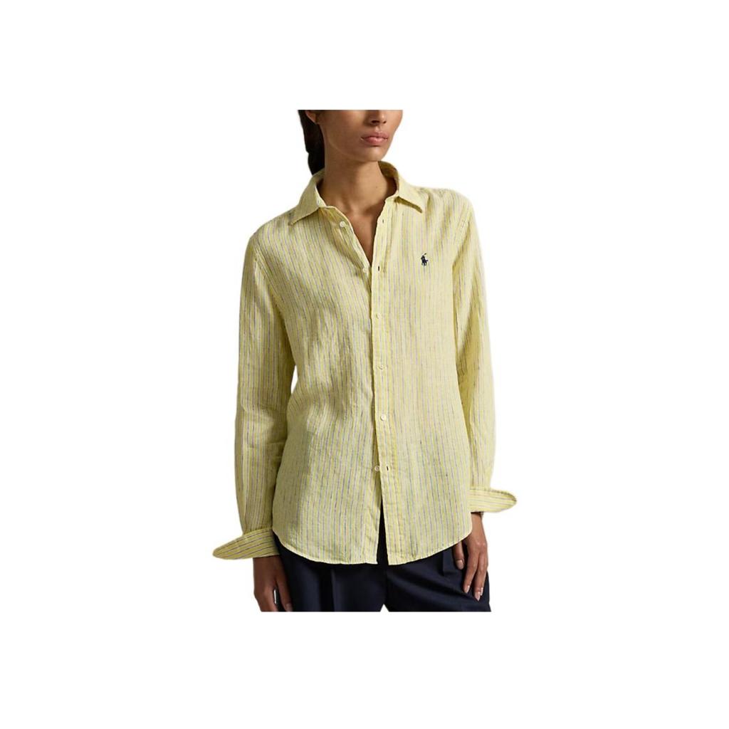 Polo Ralph Lauren Классический крой В полоску Льняная рубашка Женские топы 211A96158-002