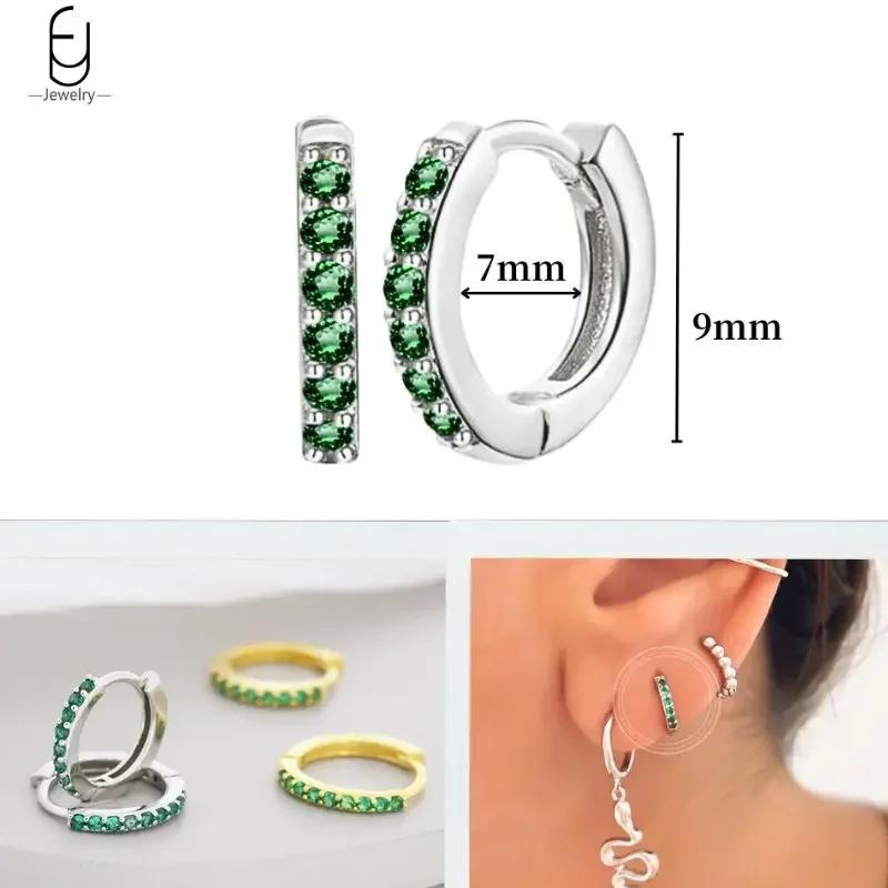 Серьги из стерлингового серебра 925 пробы с зеленым цирконом, золотые серьги-кольца в форме сердца для женщин, изящные пусеты, роскошные ювелирные изделия, подарки