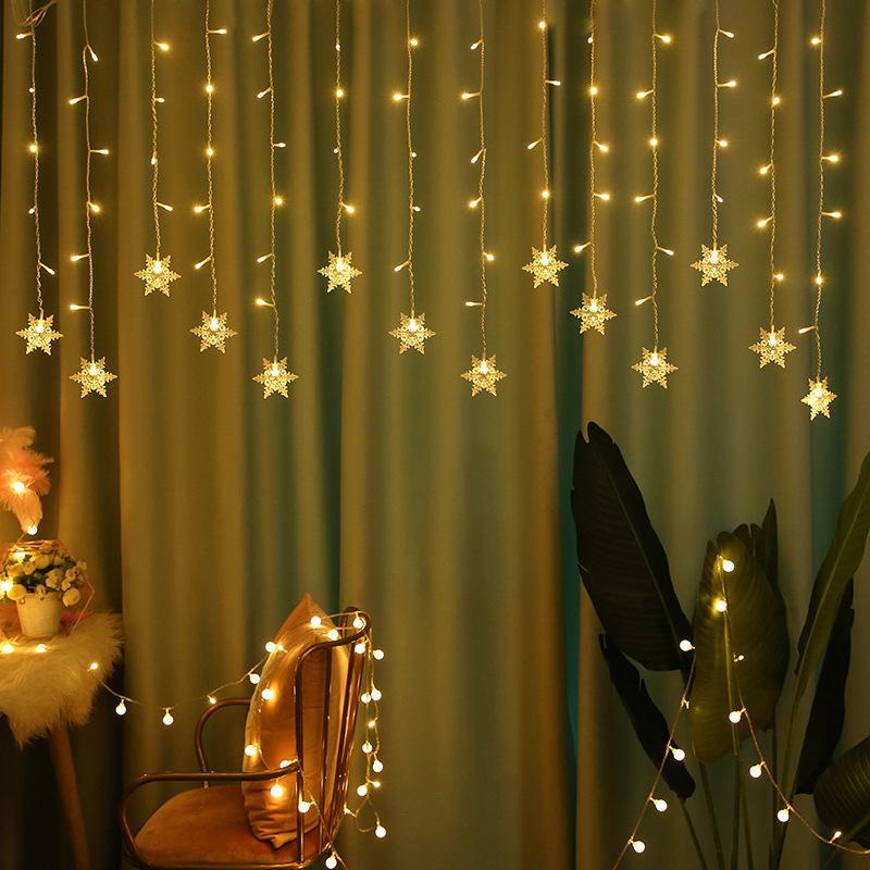 Christmas Snowflakes LED String Lights Flashing Fairy Curtain Lights Waterproof For Holiday Party Wedding Xmas Decoration