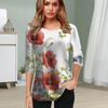 Womens Blouse 3D Red Flowers Printing Flower Half Sleeve Tops Summer Casual Tops Printed Round Neck Half Sleeve T Shirt