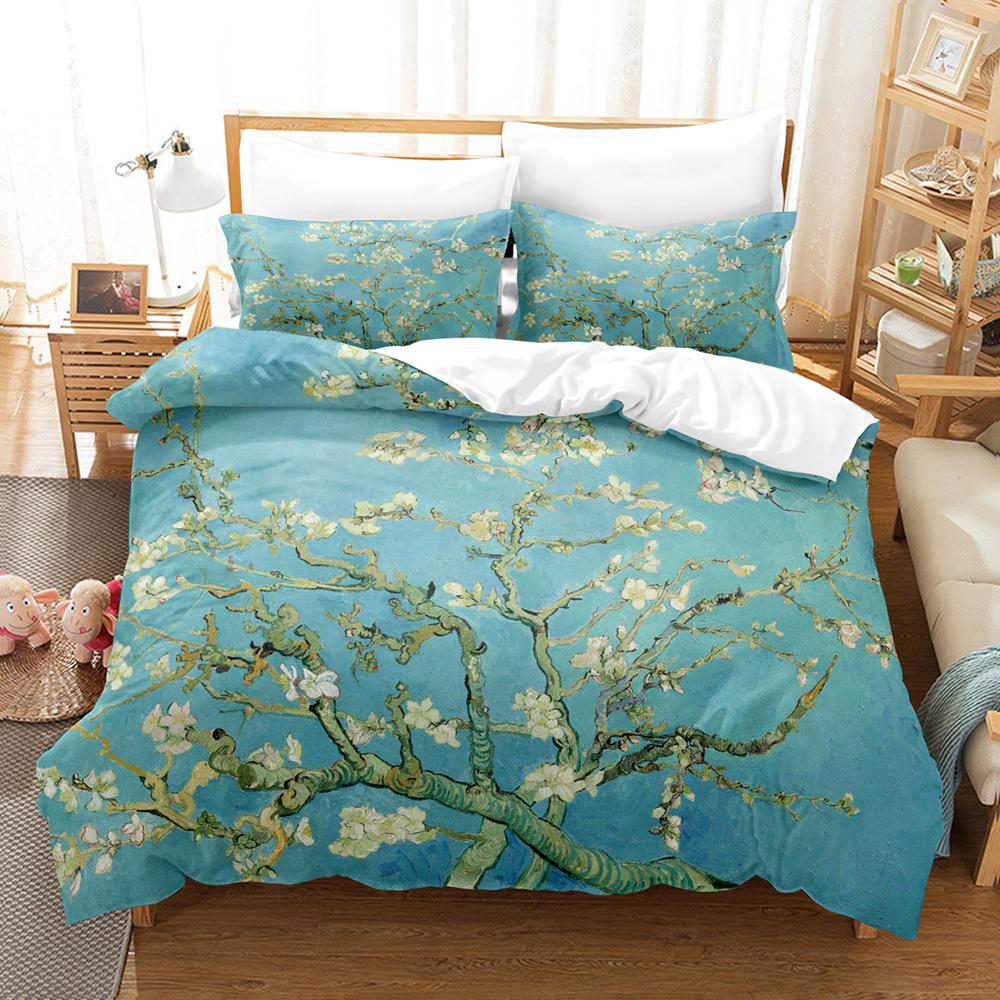 New 3D Plum Blossom Sakura Bedding Sets Duvet Cover With Pillowcase Children Twin Full Queen King Bedclothes