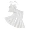 Citgeett Summer Kids Toddler Girl Outfits Set Sleeveless Strap Camisole Elastic Waistband Flare Pants Solid Color Outfits