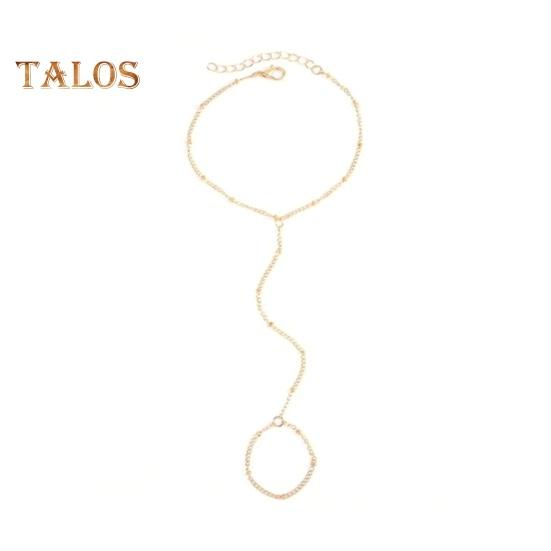 Women Bracelet Ring Integrated Alloy Retro Hand Chain Bracelet Ring Hollow Chain Finger Ring Slave Bracelet Boho Beach Jewelry Gift