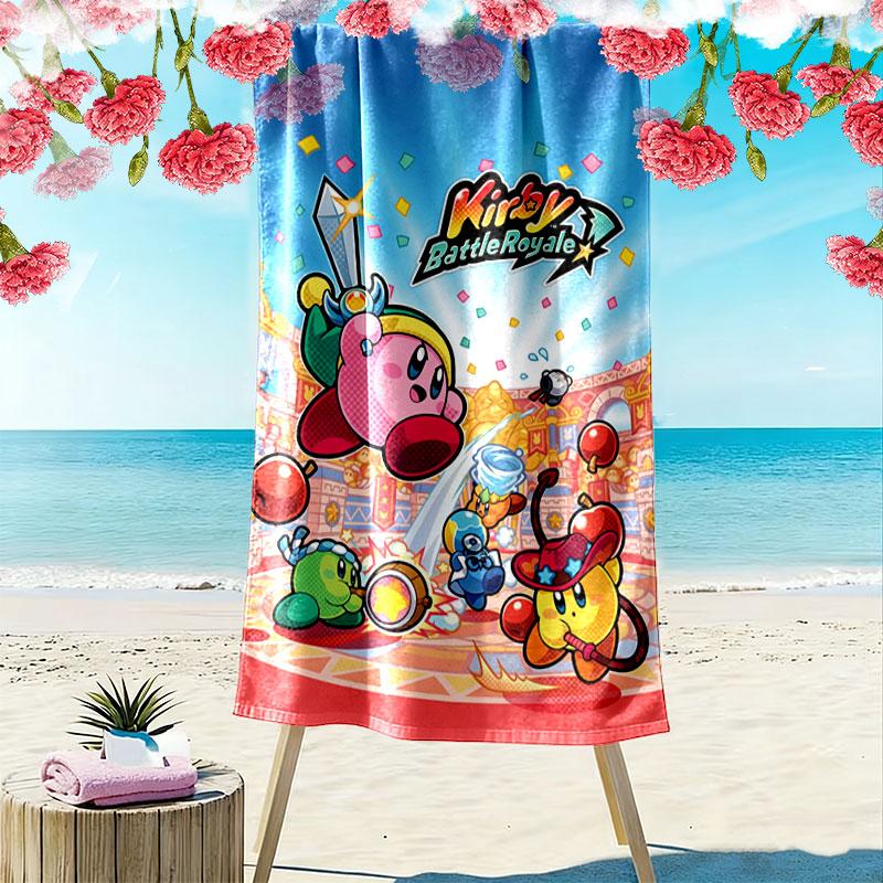 Kirby Print Beach Towel, Large Soft Quick Dry Towel for Beach Camping Swimming