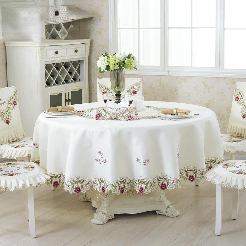 Round Table Cloth Europe Pastoral Embroidered Tablecloth Hotel Dining Table Cover Carbinet Cover Wedding Decoration House Towel