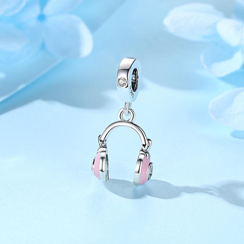 S925 Серебряные Подвески Бусины Оригинальные Музыкальные Ноты Фортепианные Наушники Подвеска Подходит Браслет Ожерелье Ювелирные Изделия Своими Руками Для Женщин