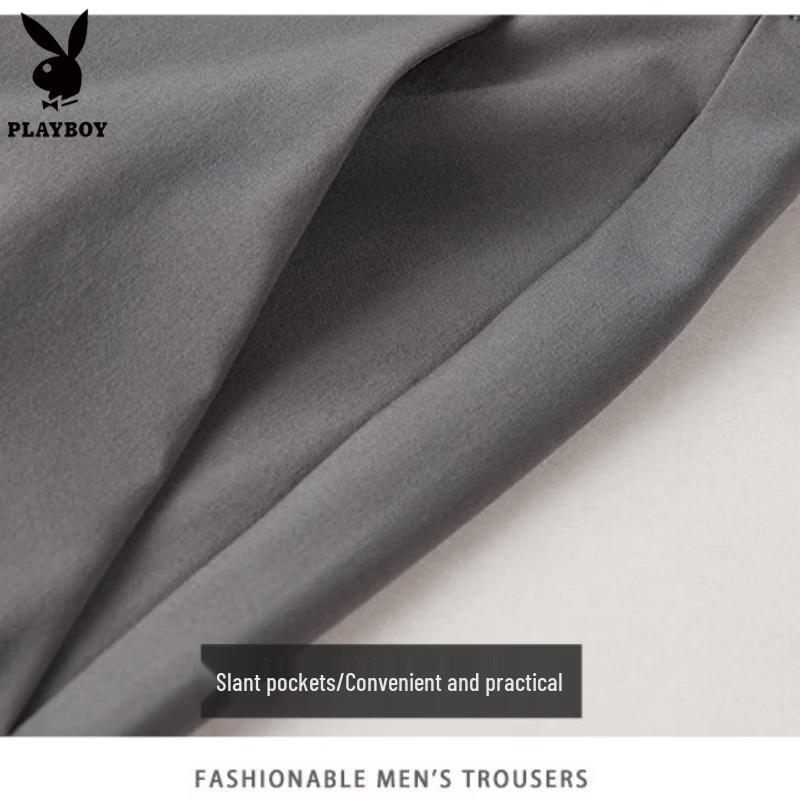 PLAYBOY Men's Summer Silk Blend Cropped Suit Trousers