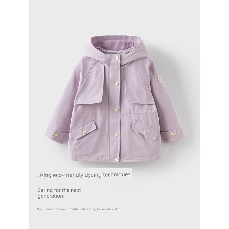 David Bella Girls' Hooded Jacket for Older Children, Stylish Outerwear, 2026 New Spring Children's Outdoor Windbreaker