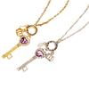 Women's Love Heart Rhinestone Crown Key Long Sweater Necklace Jewelry