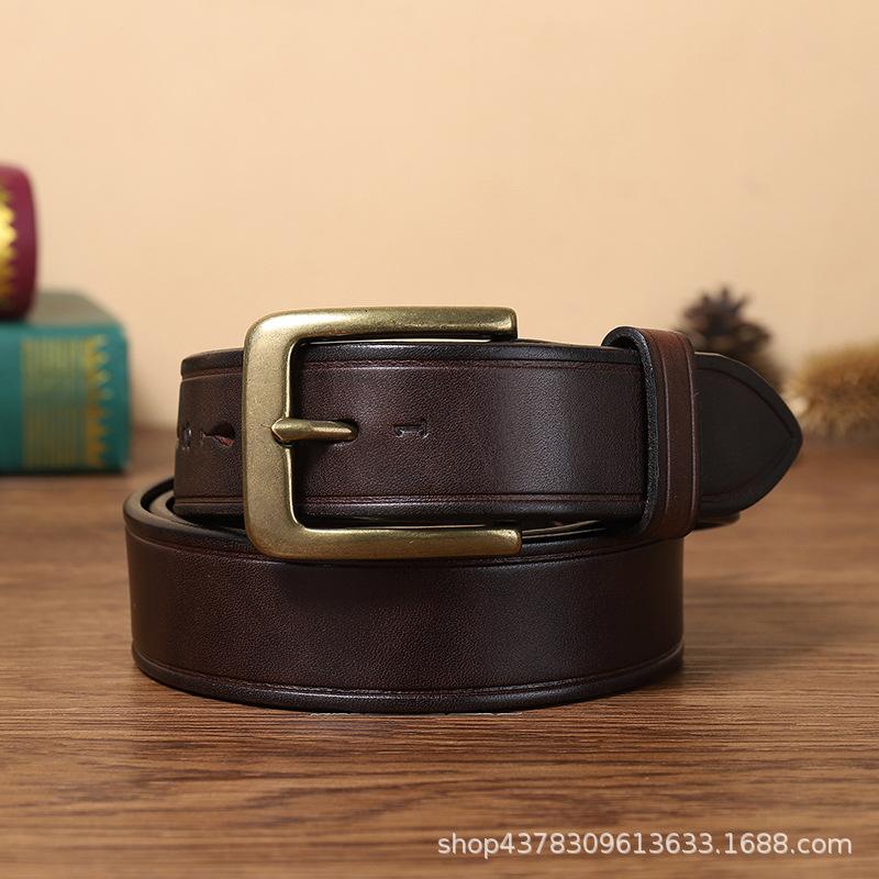 Ремень мужской ретро ручной работы цветной состаренный чистый коровья кожа пряжка модный корейский стиль латунная пряжка ремень