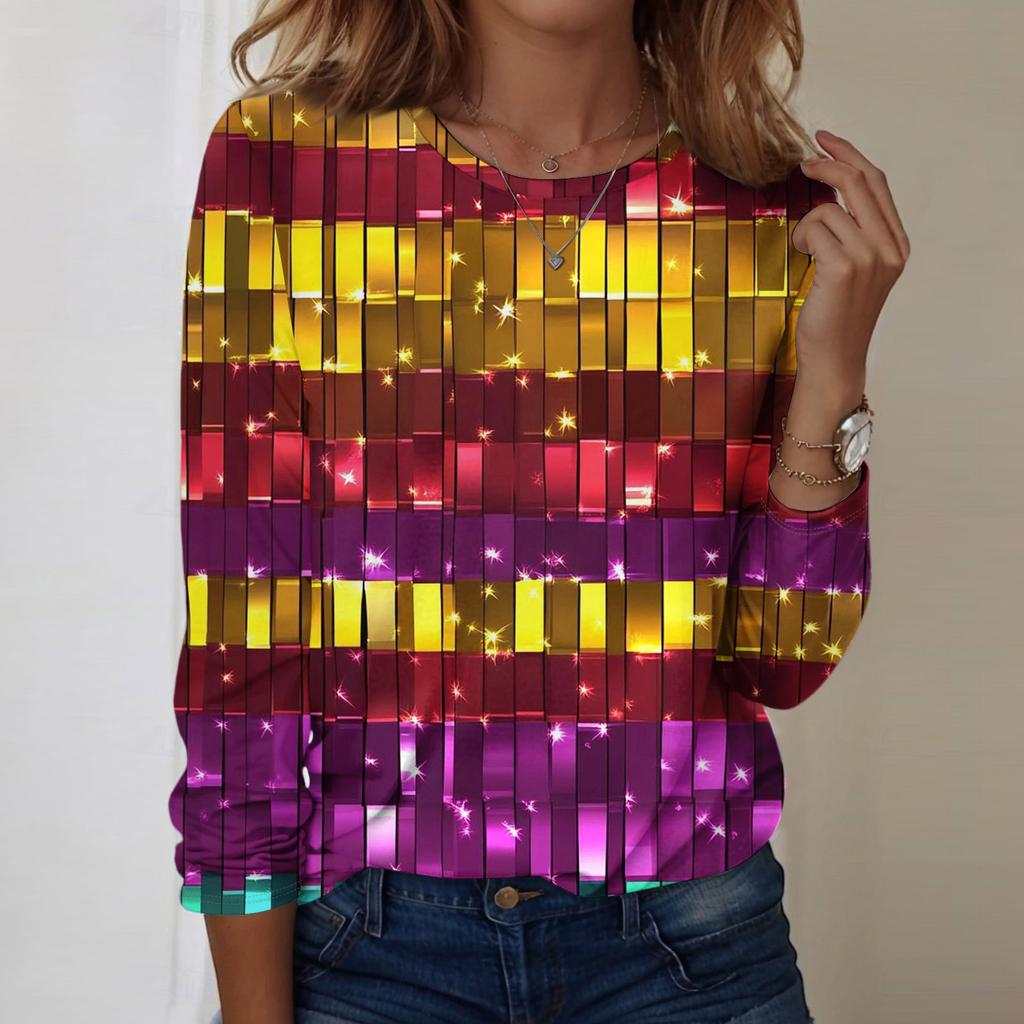 Long Sleeve Shirts For Women Cute Print Graphic Tees Blouses Casual Plus Size Basic Tops Pullover