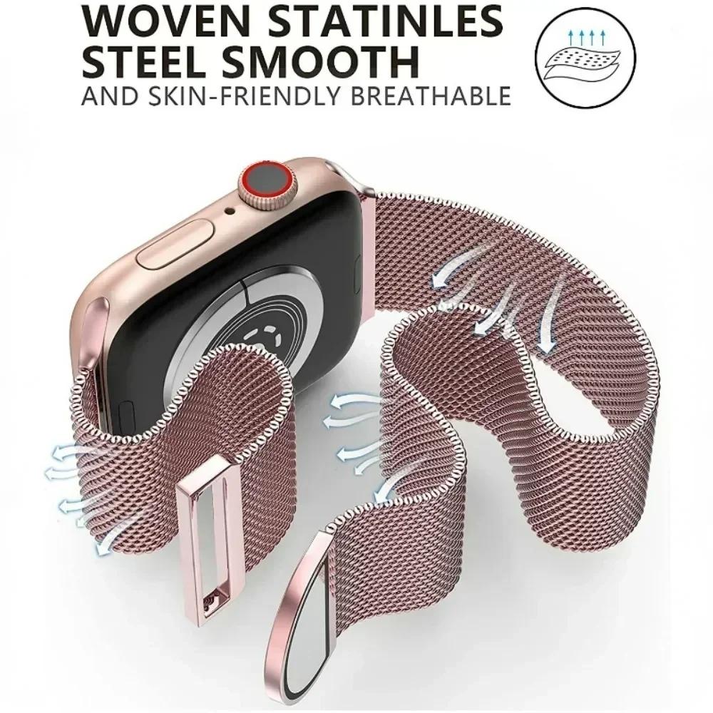 Ремешок Milanese для Apple Watch Band Ultra 2 49 мм 44 мм 40 мм 45 мм 41 мм 38 мм 44 мм браслет для iWatch Series 9 3 6 5 SE 7 8 ремешок