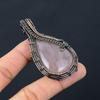 Rose Quartz Gemstone Pure Copper Wire Wrapped Handmade Pendant Jewelry For Her
