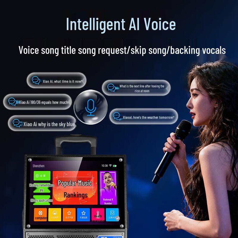 HANDUNYOUST-1501 Portable Karaoke Speaker System with Display