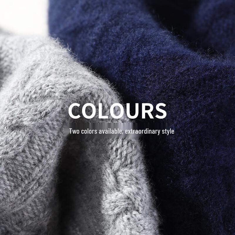 Antonio Men's 450G Heavyweight 3D Cable Knit Cashmere Round Neck Sweater