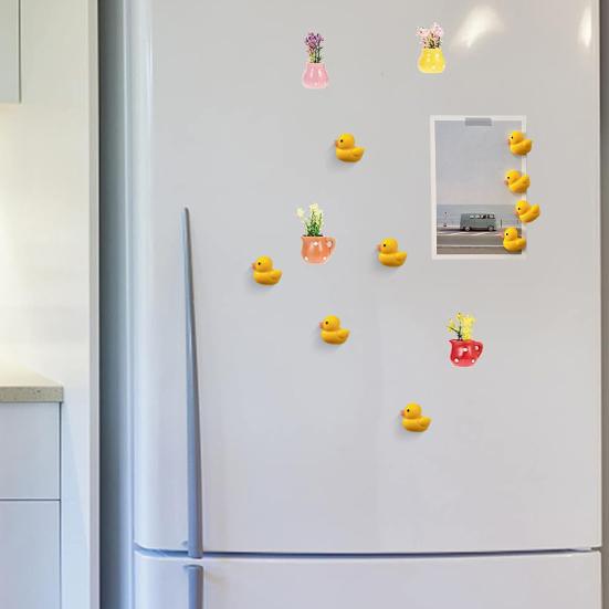 10 шт. Маленький желтый утенок Магнит на холодильник Дом Офис Кухня Шкафчик Холодильник Магнитный 3D Мультяшный Утенок Украшение Орнамент
