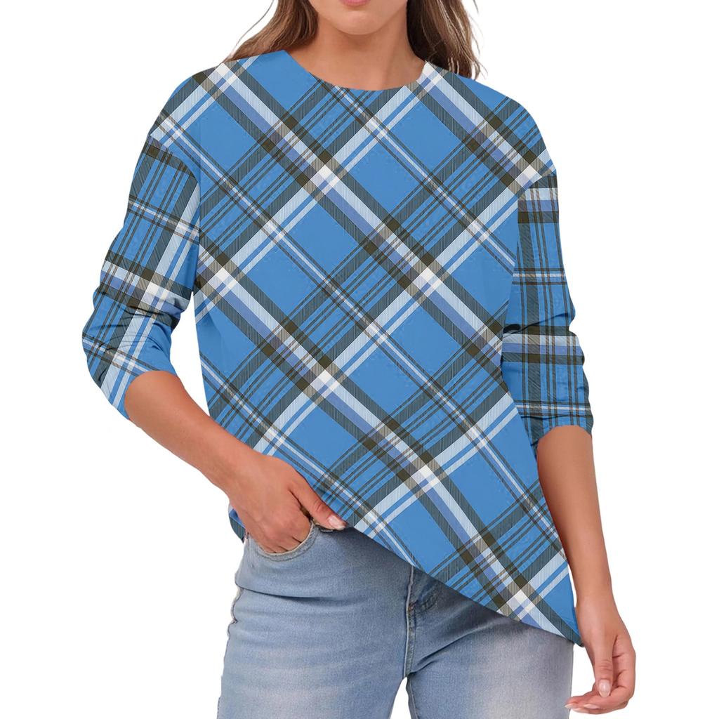 Women's Fashionable Casual Round Neck Solid Color Long-sleeve Top