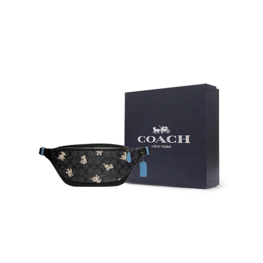 Coach Warren 33 Animal Badge Series Dog Print Zipper Closure Signature Coated Canvas And Fine Calfskin Shoulder Bag Waist Bag Large CC123-QBA5F