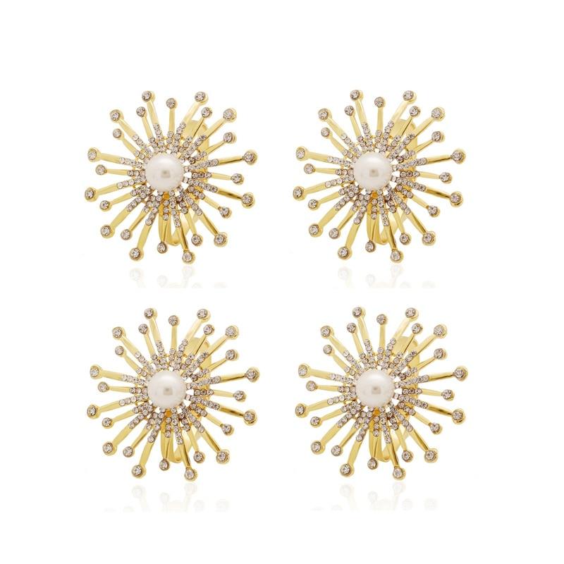 4 шт., кольца для салфеток с подсолнухом и стразами для праздника, свадьбы, вечеринки, украшение стола, держатель для салфеток