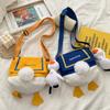 Cartoon Duck Fart Women Messenger Crossbody Bag Canvas Phone Holder Kawaii Girl Mini Bags