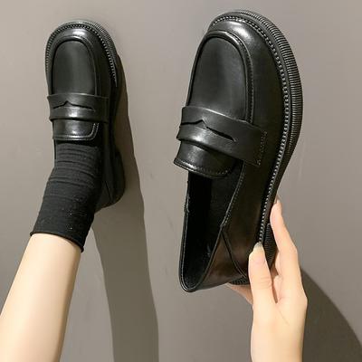 Туфли в стиле Лолита с большим круглым носком, женские кожаные туфли, удобные нескользящие туфли-дерби на плоской подошве, лакированные кожаные мокасины для женщин