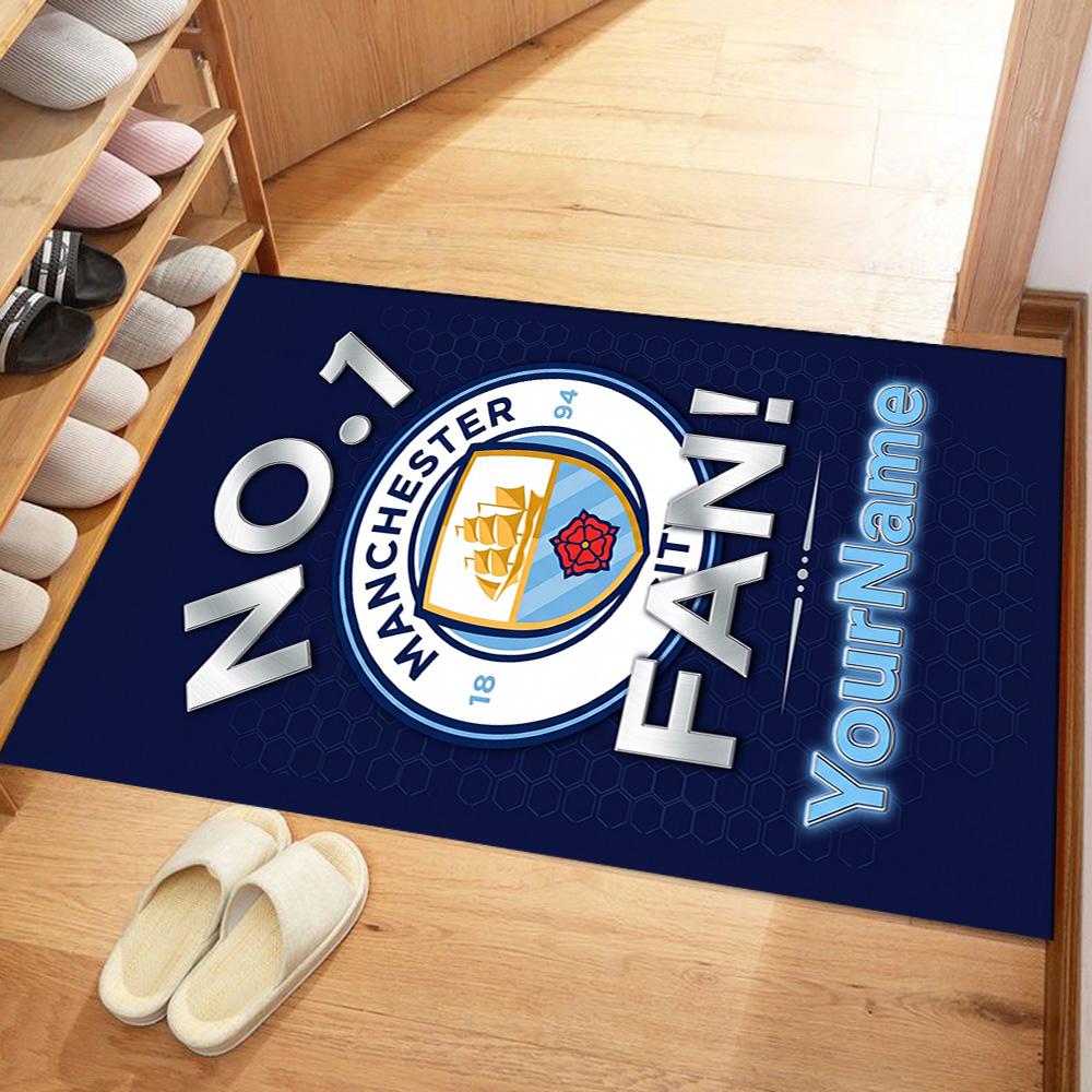 Manchester City 19 Personalized Text Area Rug Suitable for Balcony Dormitory Entryway Outdoor Antislip Carpet Decorate Offices Best for Christmas