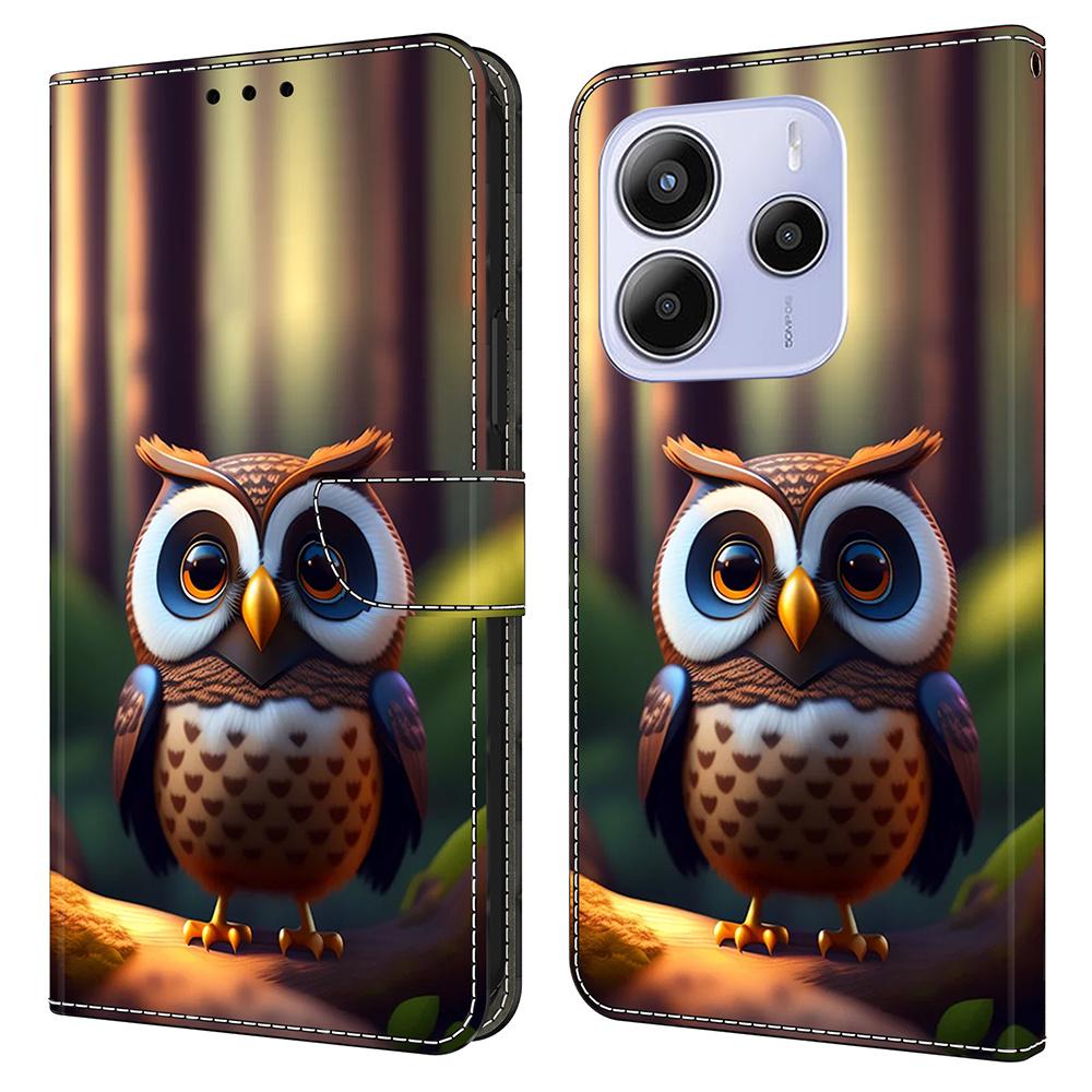 Для Xiaomi Redmi Note 14 5G Кожаный чехол С печатью рисунка Кошелек Подставка Флип-чехол для телефона