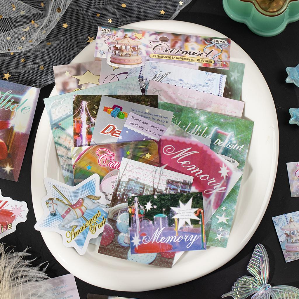 30sheets Illusion Cache Memory Series Kawaii Ins Japanese Style Stickers Material Pack DIY Scrapbook Aesthetic Supplies