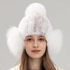 Двусторонняя меховая шапка-ушанка из меха норки, эластичная, для защиты ушей, женская, зимняя, милая, сладкая, теплая, полностью меховая, шапка из меха лисы