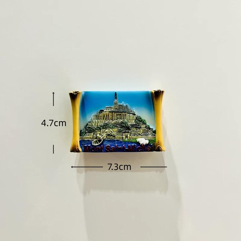 France Paris Saint Michel Mountain Resin Fridge Magnet Stickers Travel Souvenir Gift Landscape Refrigerator Magnet Home Kitchen Decor