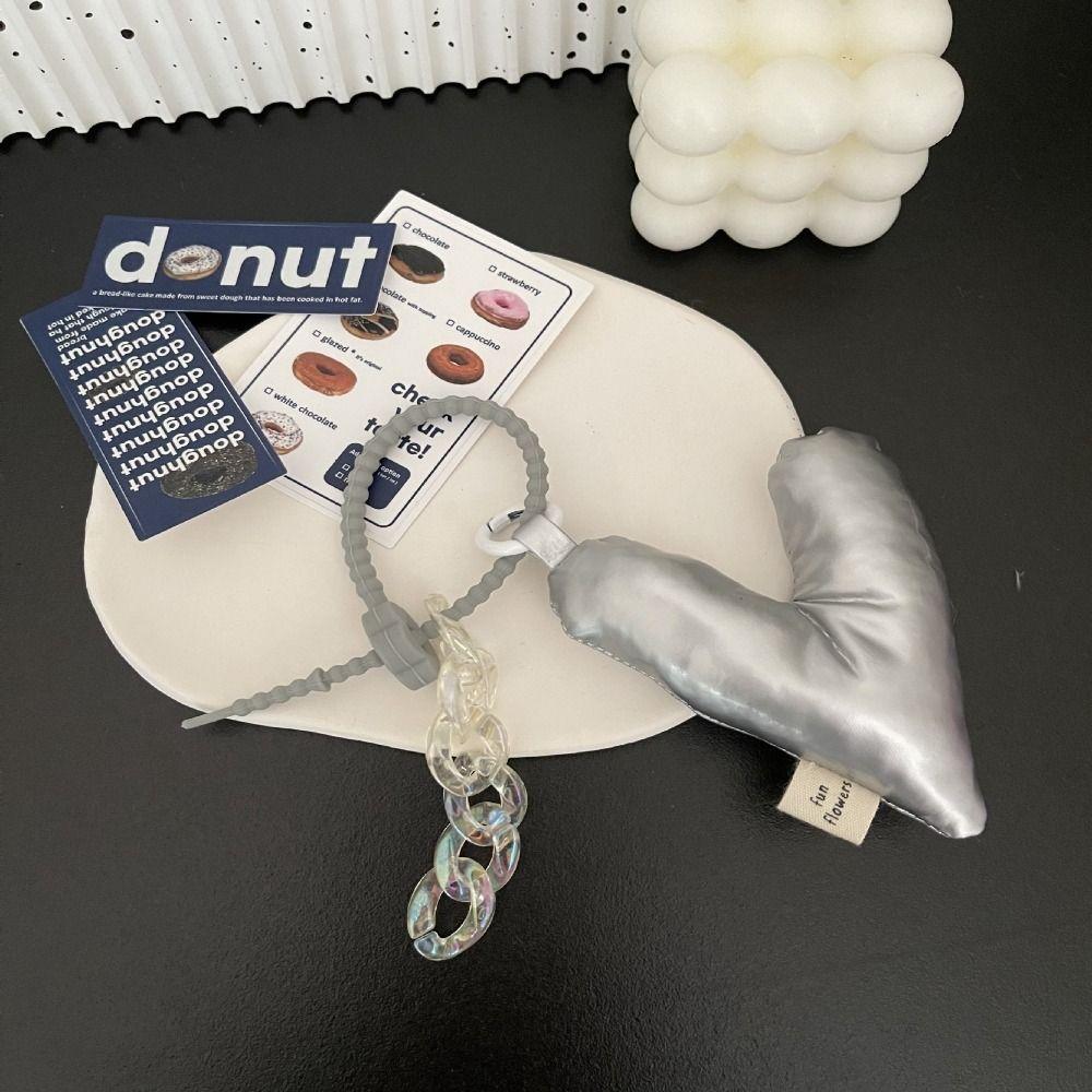 Simple Smooth Key Lanyard Cotton Filled Soft Key String Colour Love Heart Rope Bag