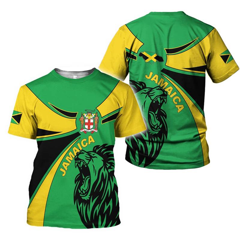 Футболка с изображением льва Ямайского флага для мужчин, футболки, модные футболки Harajuku с принтом 3D Jamaican Pride, женская одежда с коротким рукавом