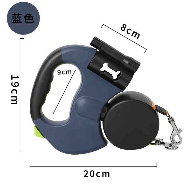 Outdoors 3m Leash for Big Dog with Flashlight Automatic Retractable Pet Double Rope One Tow Two Pet Walking Protection Ropegift