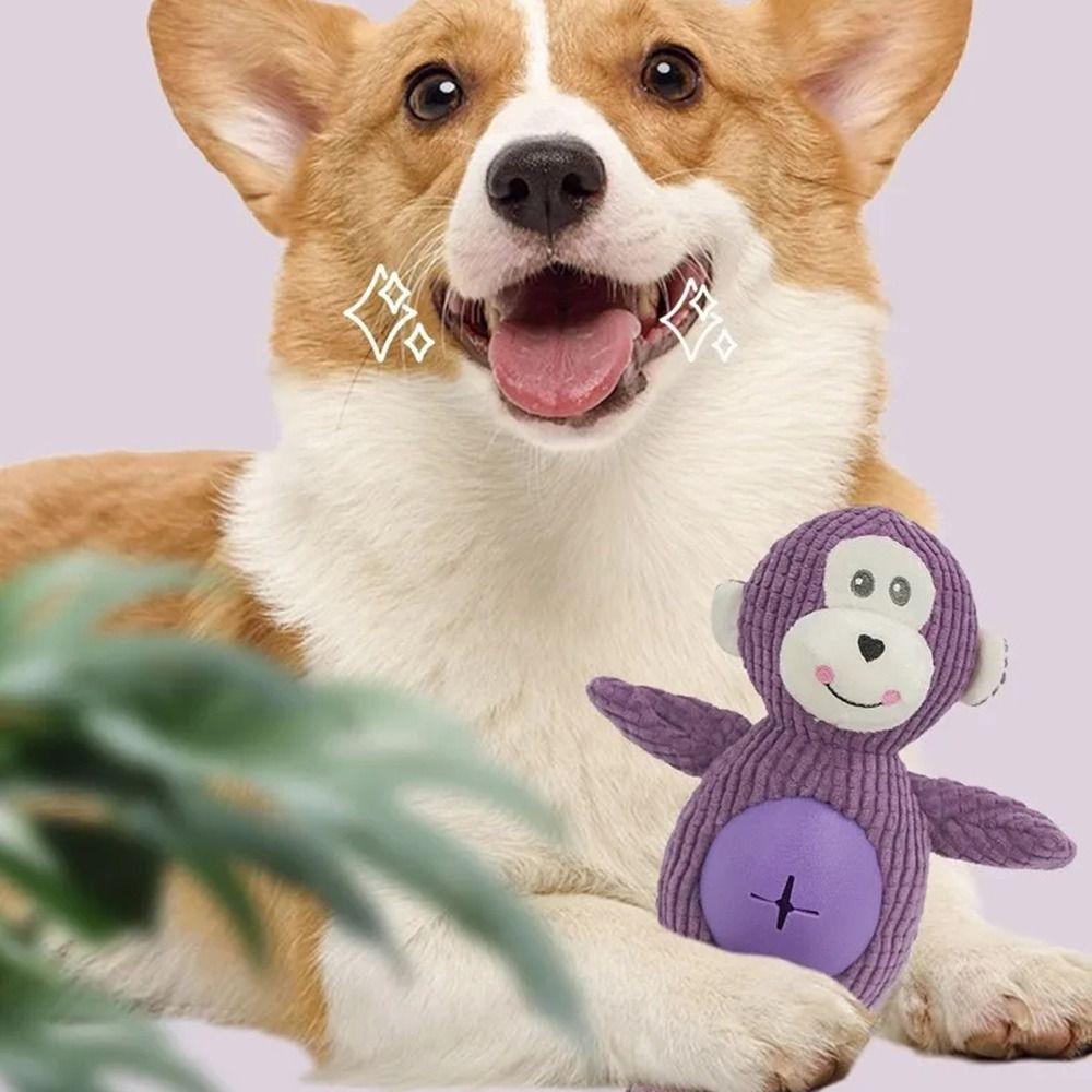 Big Belly Design Dog Chew Bite-Resistant Animal Shape Food Leaks Snack Squeak Sound Cleaning Teeth Interactive Dog Feeder