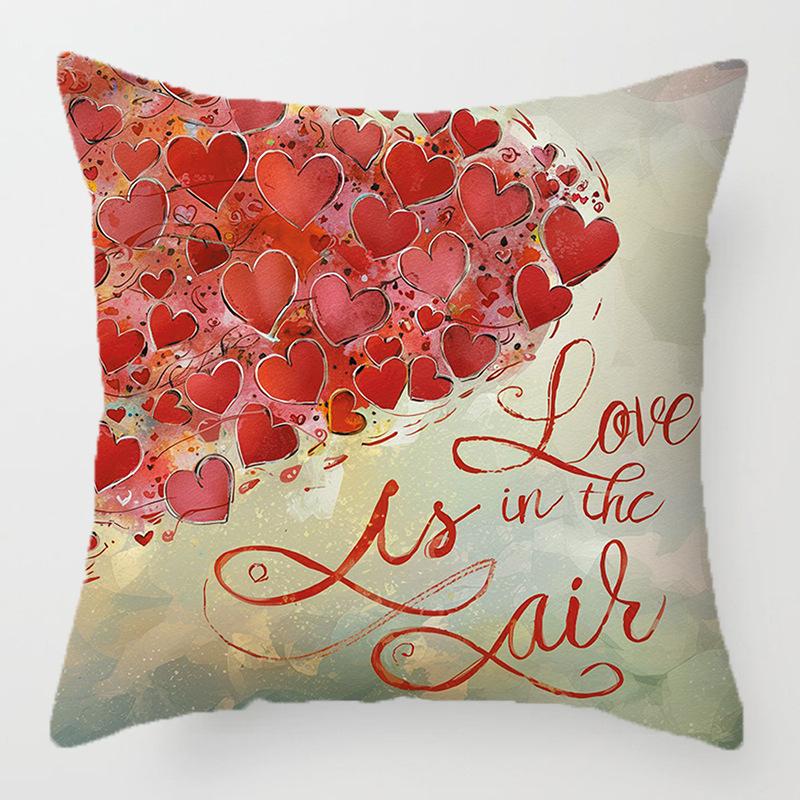 Home Decor Love in the Air Heart Printed Pillow Covers Pattern Cushion Cover Suitable for Sofa Bedroom Car Pillow Cover