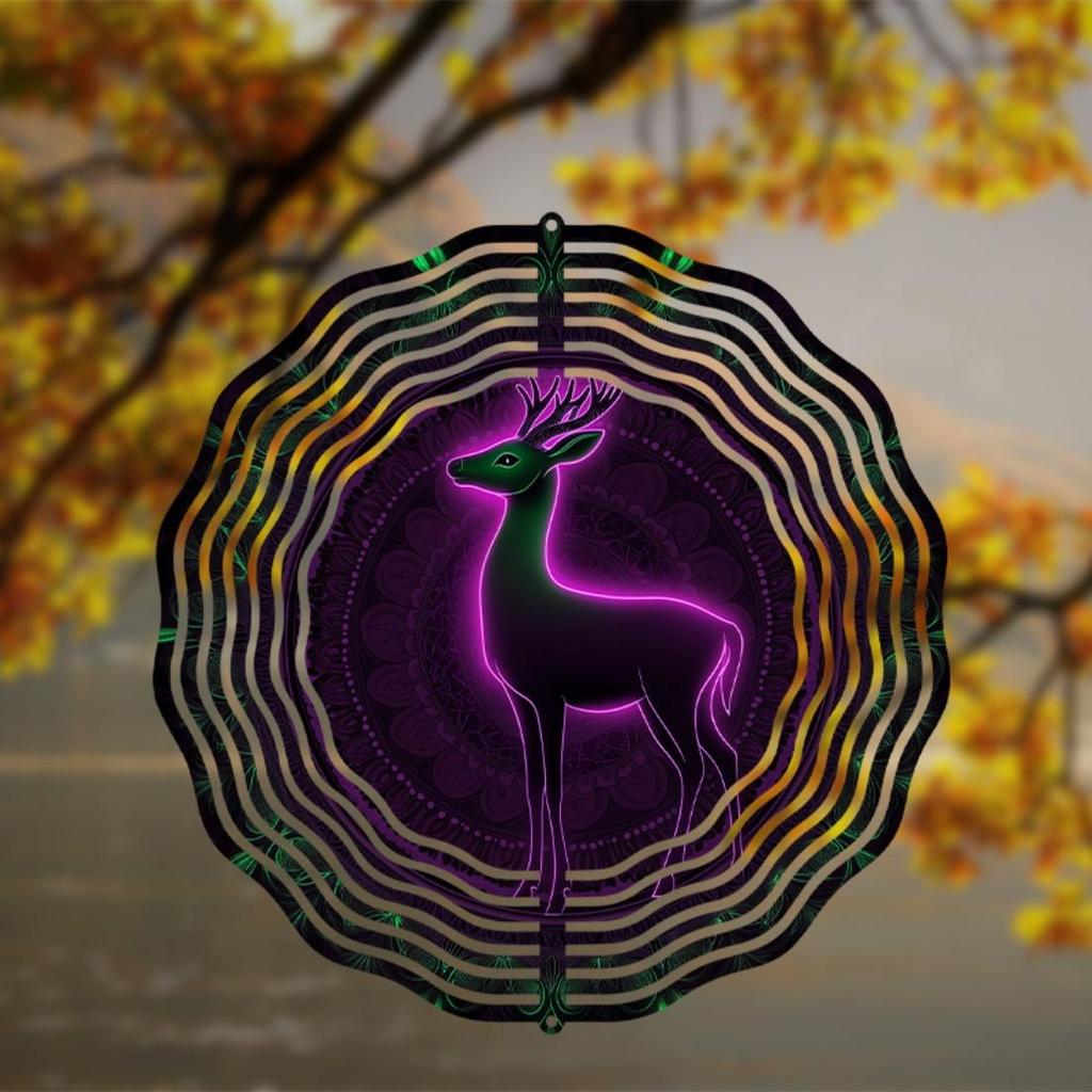 10-дюймовые колокольчики ветра с животными и 3D-мандалой, вращающиеся яркие узоры без батареек для уличного декора, идеальный праздничный подарок